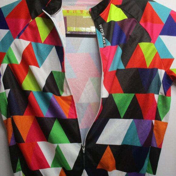 WOSAWE Men's Multi-Color Cycling Jersey Size XXL/2XL Long Sleeve Full Zip - Picture 3 of 12